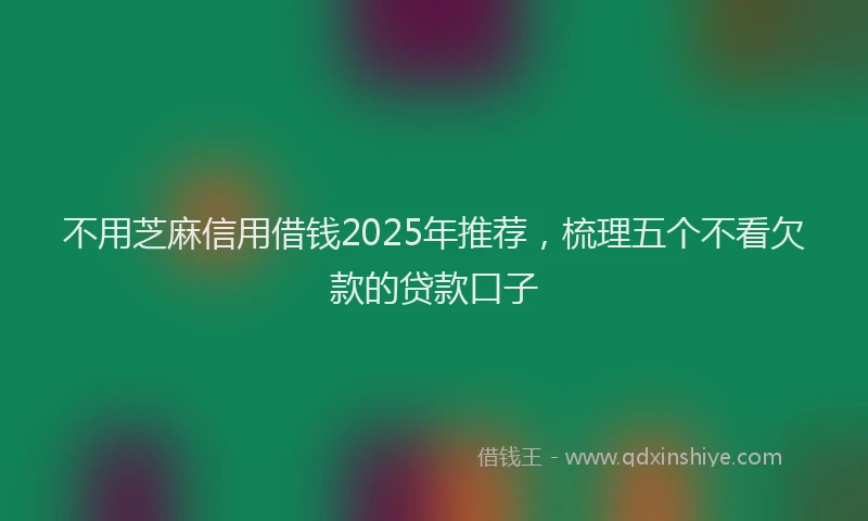 不用芝麻信用借钱2025年推荐，梳理五个不看欠款的贷款口子