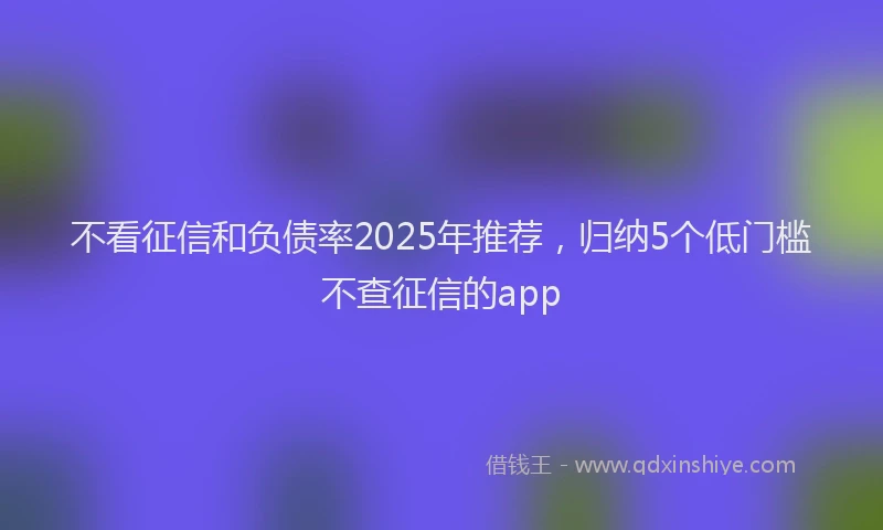 不看征信和负债率2025年推荐,归纳5个低门槛不查征信的app