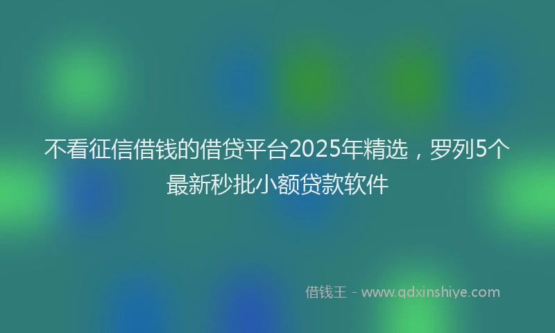 不看征信借钱的借贷平台2025年精选，罗列5个最新秒批小额贷款软件