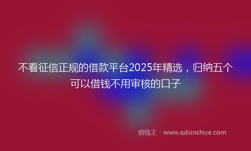不看征信正规的借款平台2025年精选，归纳五个可以借钱不用审核的口子