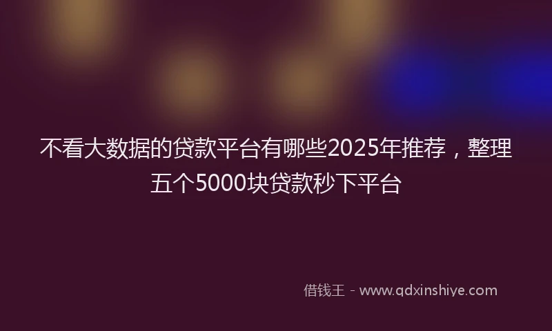 不看大数据的贷款平台有哪些2025年推荐，整理五个5000块贷款秒下平台