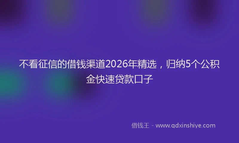 不看征信的借钱渠道2026年精选，归纳5个公积金快速贷款口子