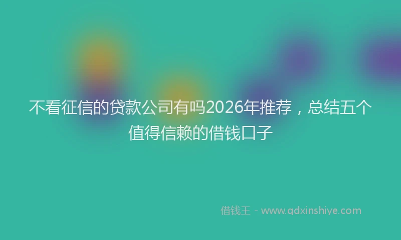不看征信的贷款公司有吗2026年推荐，总结五个值得信赖的借钱口子