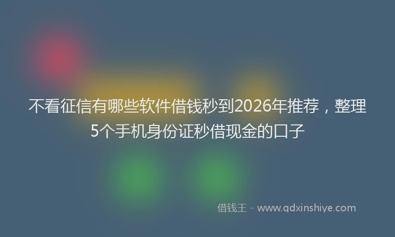 不看征信有哪些软件借钱秒到2026年推荐，整理5个手机身份证秒借现金的口子