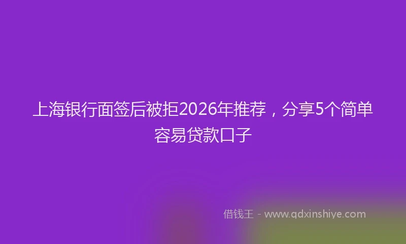 上海银行面签后被拒2026年推荐，分享5个简单容易贷款口子