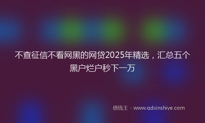 不查征信不看网黑的网贷2025年精选，汇总五个黑户烂户秒下一万