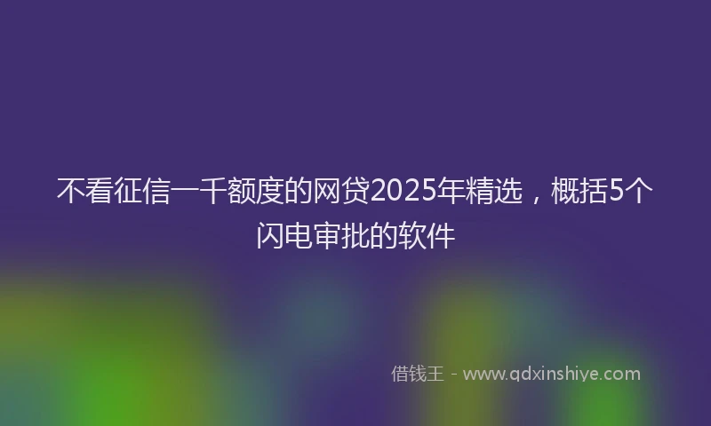 不看征信一千额度的网贷2025年精选，概括5个闪电审批的软件
