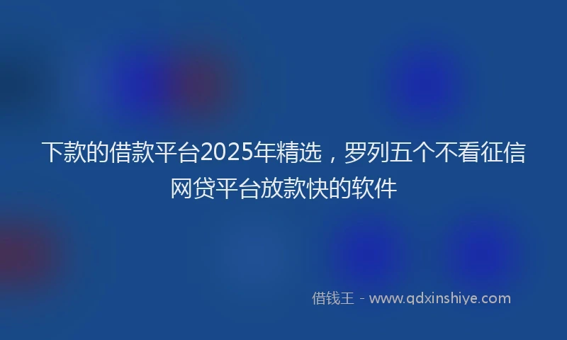 下款的借款平台2025年精选，罗列五个不看征信网贷平台放款快的软件