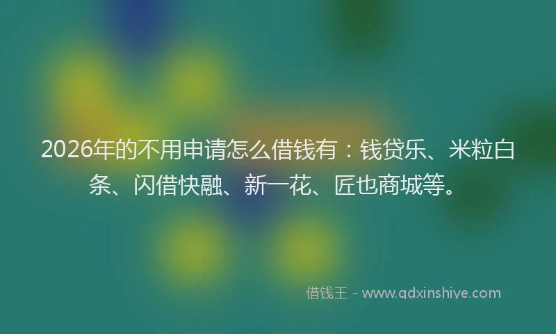 2026年的不用申请怎么借钱有：钱贷乐、米粒白条、闪借快融、新一花、匠也商城等。