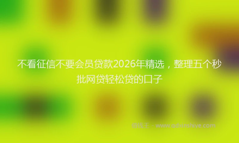 不看征信不要会员贷款2026年精选,整理五个秒批网贷轻松贷的口子