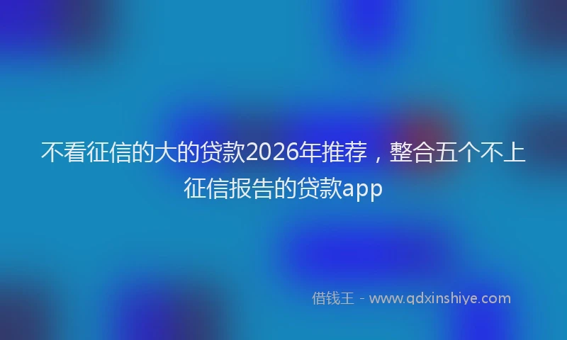 不看征信的大的贷款2026年推荐,整合五个不上征信报告的贷款app