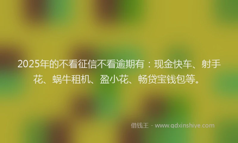 2025年的不看征信不看逾期有:现金快车、射手花、蜗牛租机、盈小花、畅贷宝钱包等。