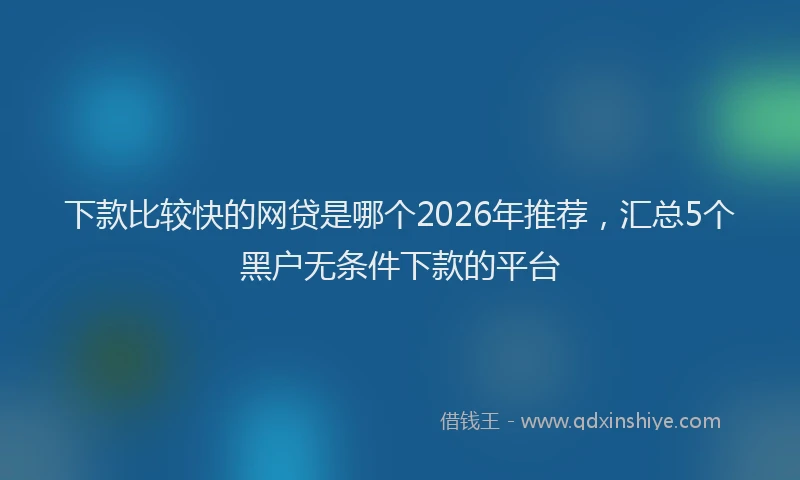 下款比较快的网贷是哪个2026年推荐，汇总5个黑户无条件下款的平台