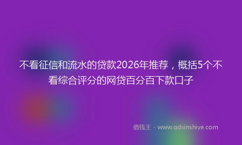 不看征信和流水的贷款2026年推荐，概括5个不看综合评分的网贷百分百下款口子