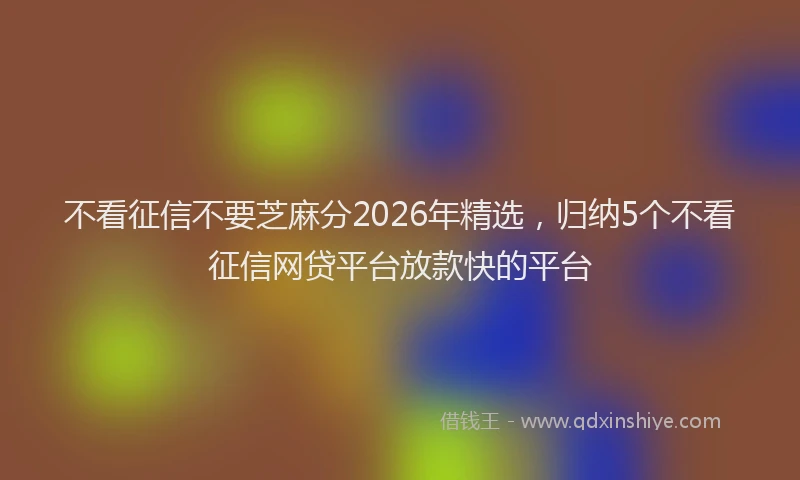 不看征信不要芝麻分2026年精选，归纳5个不看征信网贷平台放款快的平台