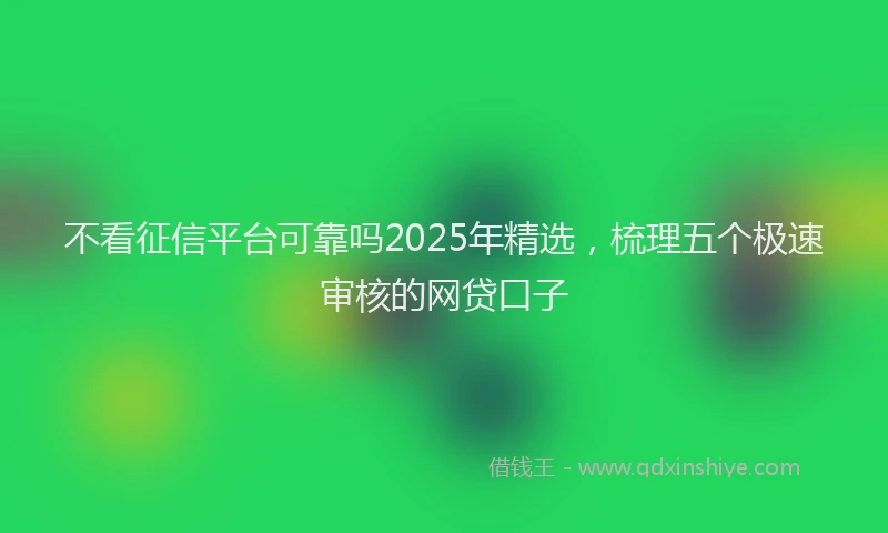 不看征信平台可靠吗2025年精选，梳理五个极速审核的网贷口子
