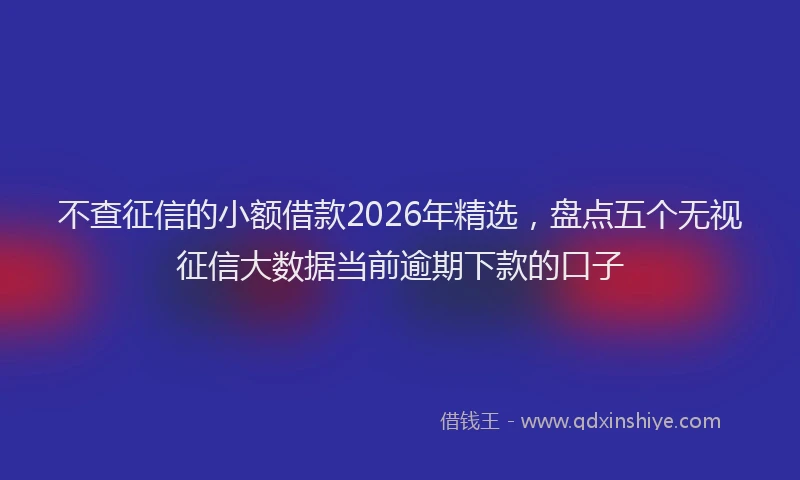 不查征信的小额借款2026年精选，盘点五个无视征信大数据当前逾期下款的口子