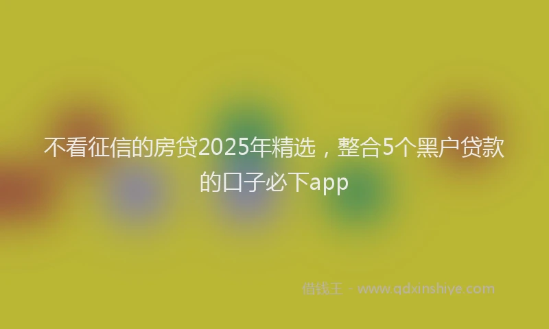 不看征信的房贷2025年精选，整合5个黑户贷款的口子必下app