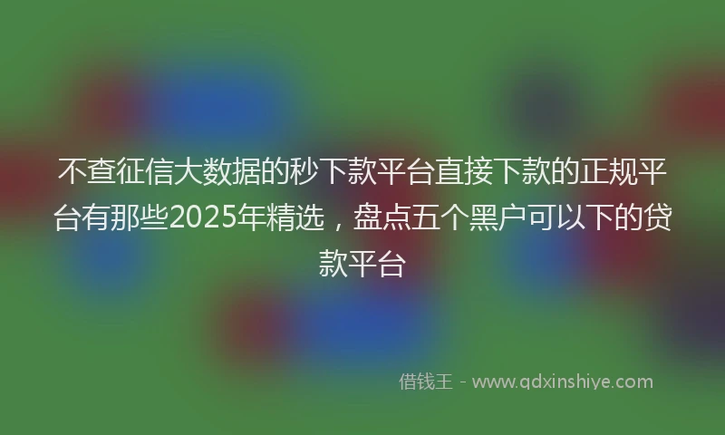 不查征信大数据的秒下款平台直接下款的正规平台有那些2025年精选，盘点五个黑户可以下的贷款平台