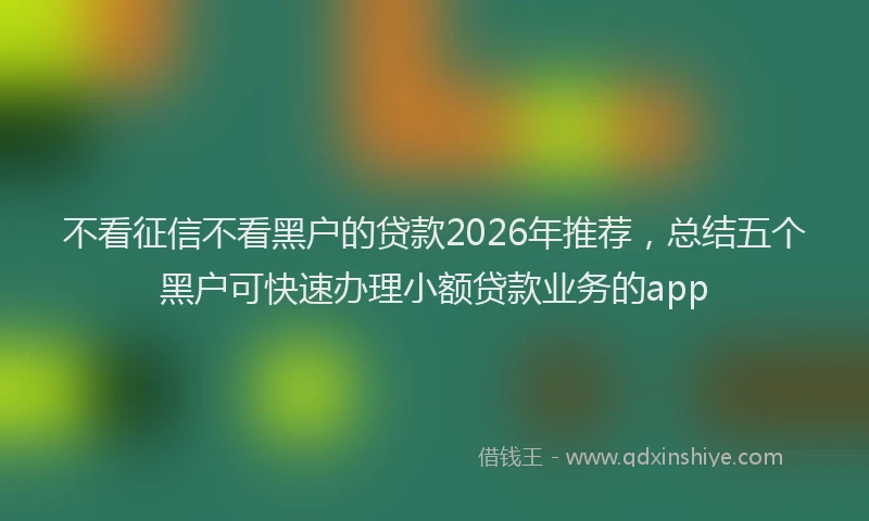 不看征信不看黑户的贷款2026年推荐,总结五个黑户可快速办理小额贷款业务的app