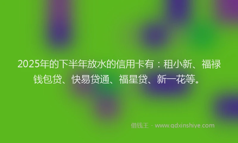 2025年的下半年放水的信用卡有：租小新、福禄钱包贷、快易贷通、福星贷、新一花等。