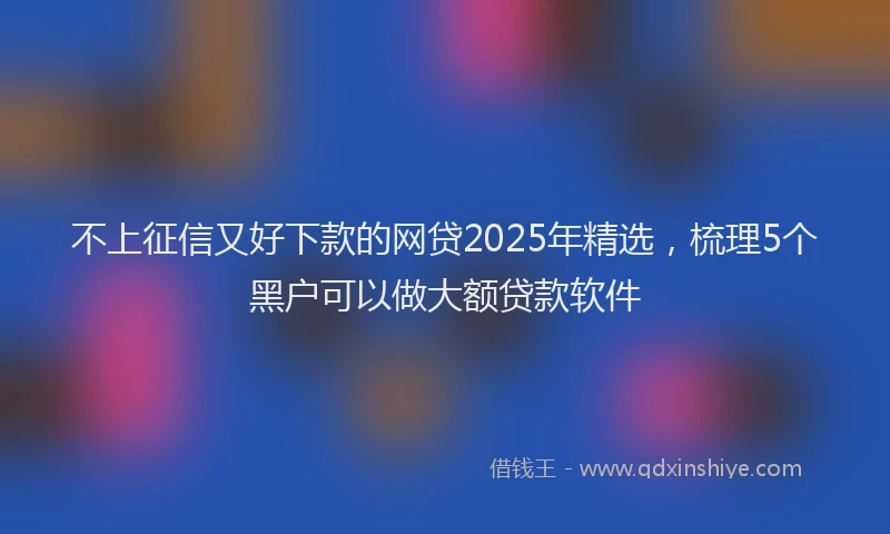 不上征信又好下款的网贷2025年精选，梳理5个黑户可以做大额贷款软件