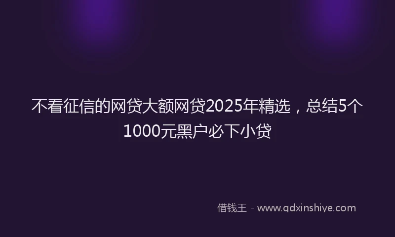 不看征信的网贷大额网贷2025年精选，总结5个1000元黑户必下小贷