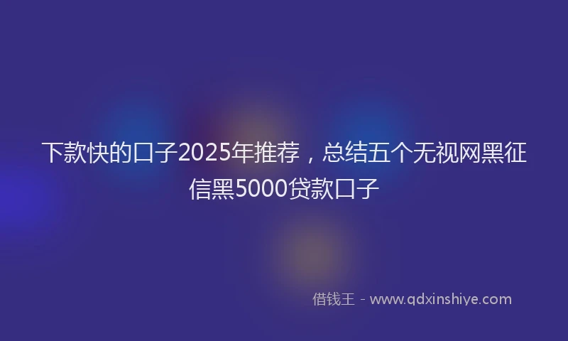 下款快的口子2025年推荐，总结五个无视网黑征信黑5000贷款口子