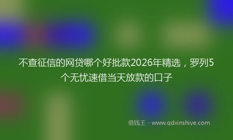 不查征信的网贷哪个好批款2026年精选，罗列5个无忧速借当天放款的口子