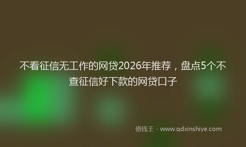 不看征信无工作的网贷2026年推荐,盘点5个不查征信好下款的网贷口子