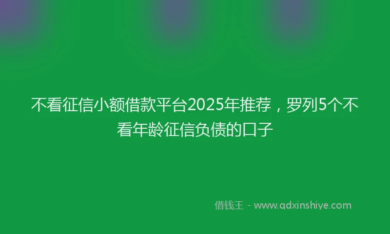 不看征信小额借款平台2025年推荐，罗列5个不看年龄征信负债的口子