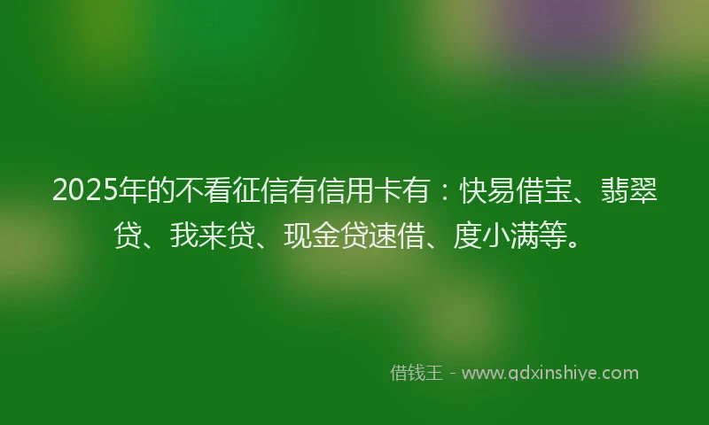 2025年的不看征信有信用卡有：快易借宝、翡翠贷、我来贷、现金贷速借、度小满等。