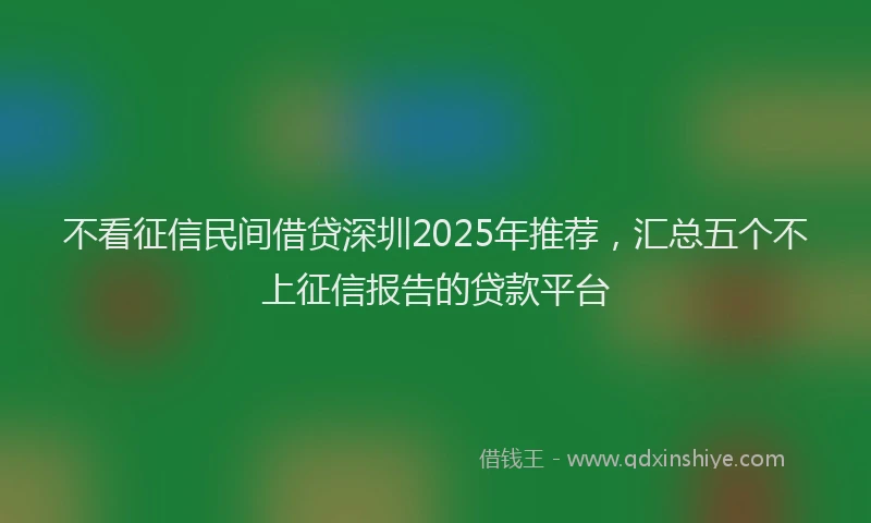 不看征信民间借贷深圳2025年推荐，汇总五个不上征信报告的贷款平台