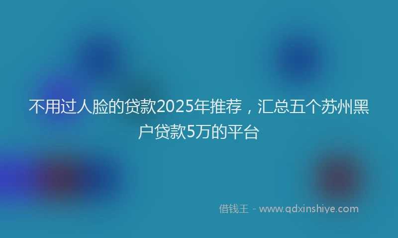 不用过人脸的贷款2025年推荐，汇总五个苏州黑户贷款5万的平台