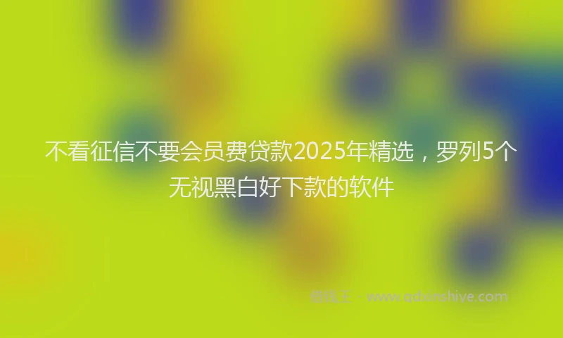 不看征信不要会员费贷款2025年精选，罗列5个无视黑白好下款的软件