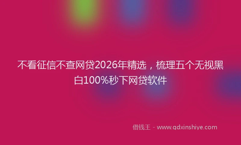 不看征信不查网贷2026年精选,梳理五个无视黑白100%秒下网贷软件