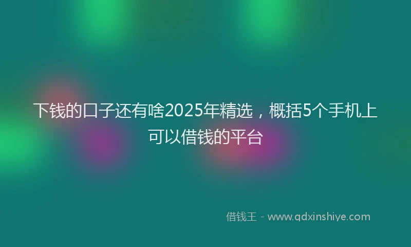 下钱的口子还有啥2025年精选，概括5个手机上可以借钱的平台