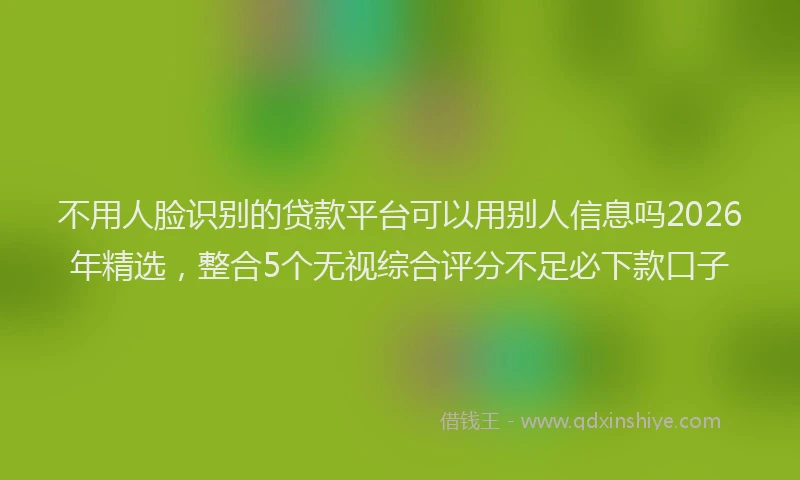 不用人脸识别的贷款平台可以用别人信息吗2026年精选，整合5个无视综合评分不足必下款口子