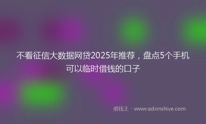 不看征信大数据网贷2025年推荐，盘点5个手机可以临时借钱的口子