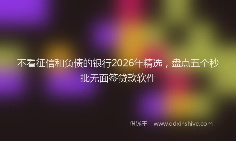 不看征信和负债的银行2026年精选,盘点五个秒批无面签贷款软件