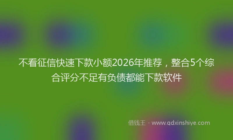 不看征信快速下款小额2026年推荐，整合5个综合评分不足有负债都能下款软件