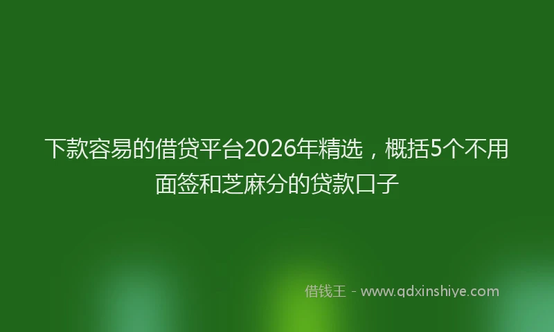 下款容易的借贷平台2026年精选，概括5个不用面签和芝麻分的贷款口子