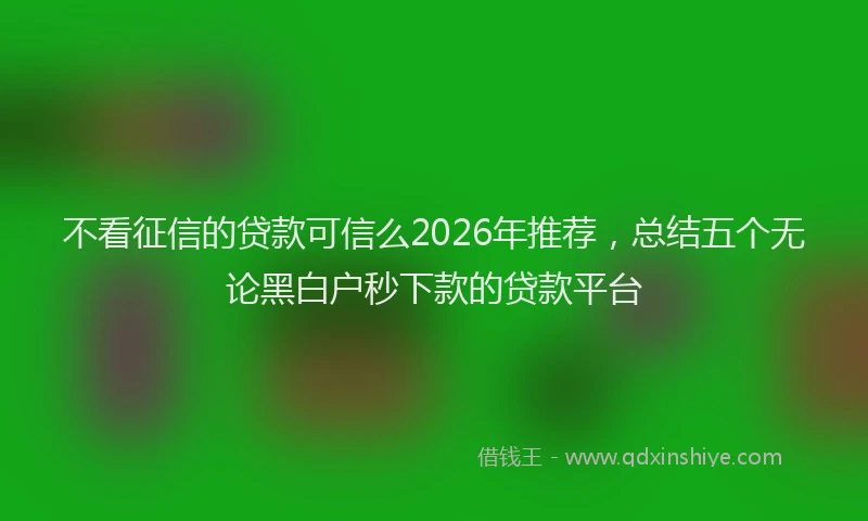 不看征信的贷款可信么2026年推荐，总结五个无论黑白户秒下款的贷款平台