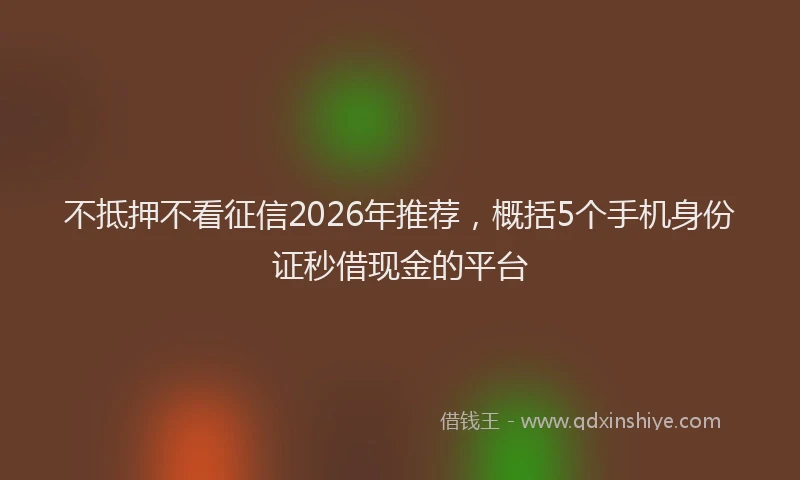 不抵押不看征信2026年推荐，概括5个手机身份证秒借现金的平台