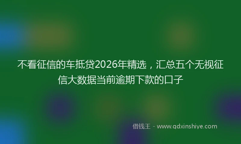 不看征信的车抵贷2026年精选，汇总五个无视征信大数据当前逾期下款的口子