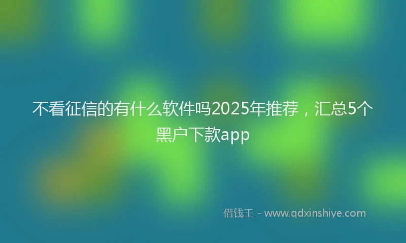 不看征信的有什么软件吗2025年推荐，汇总5个黑户下款app