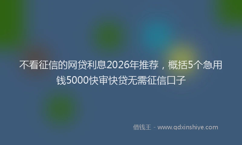 不看征信的网贷利息2026年推荐，概括5个急用钱5000快审快贷无需征信口子