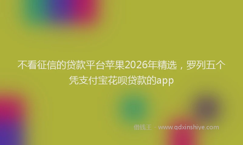 不看征信的贷款平台苹果2026年精选，罗列五个凭支付宝花呗贷款的app