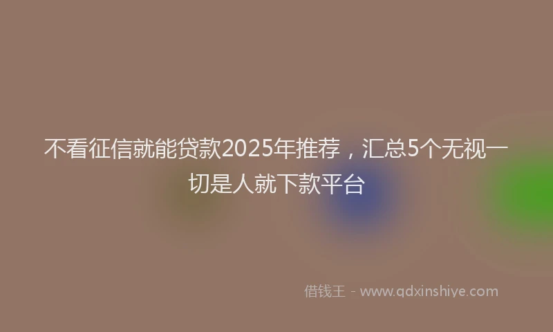 不看征信就能贷款2025年推荐，汇总5个无视一切是人就下款平台