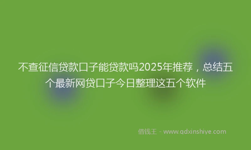 不查征信贷款口子能贷款吗2025年推荐,总结五个最新网贷口子今日整理这五个软件